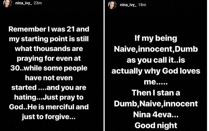 'You Call Me Dumb & Naive, But I Have A Car, House & Business'- Nina rants on IG