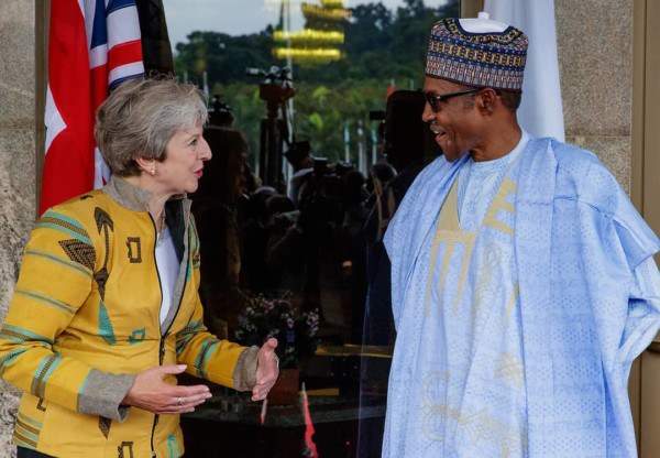 British Prime Minister, Theresa May meets President Muhammadu Buhari
