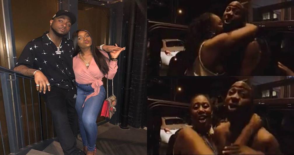 Watch the moment Davido shouted out his girlfriend's name after a lady rushed at him