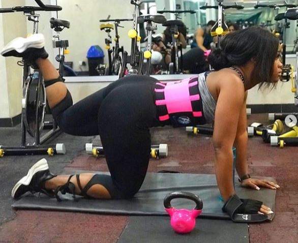 Cee-c showcases her curves as she works out in the Gym (Photos)