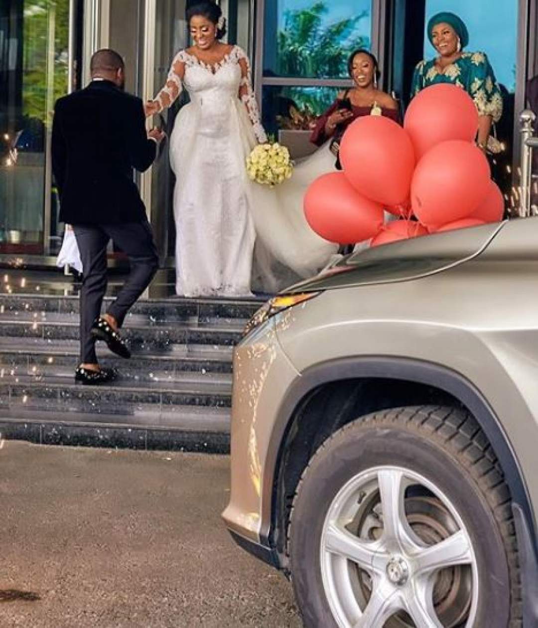 Nigerian man surprises wife with a brand new ₦15 million Lexus RX 350 SUV on their wedding day (Photos)