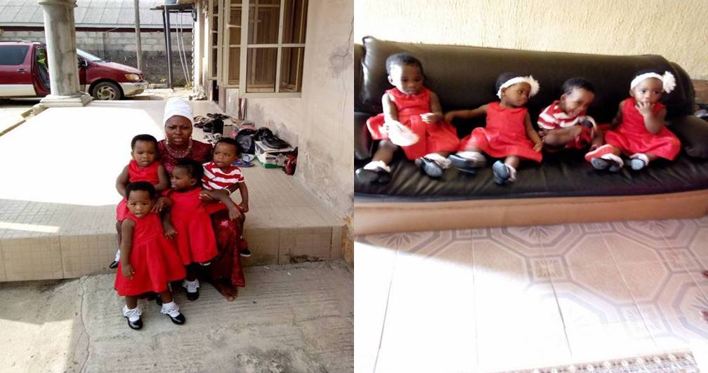 Woman celebrates her quadruplets who were born after 15 years of waiting (Photos)