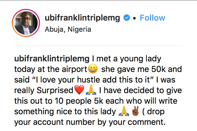 Lady Dashes Ubi Frabklin N50k For Hustling Hard And He's Dashing It Out