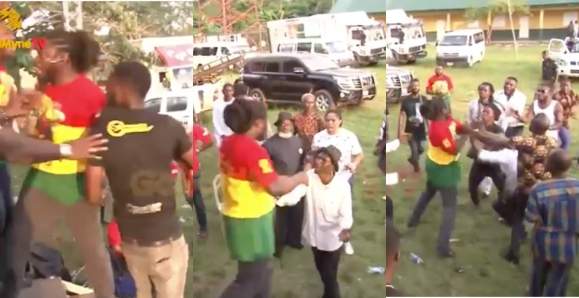 Daddy Showkey Beats Man For Disrespecting Him And Late Ras Kimono's cousin (Video)