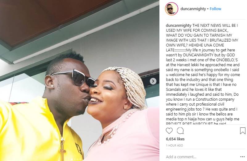 Davido reacts to report of Duncan Mighty beating his wife