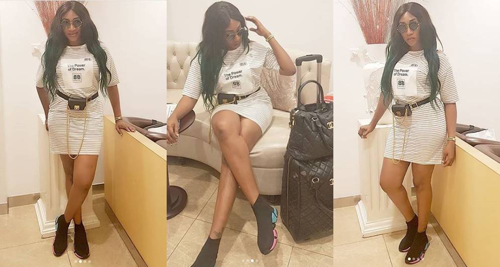 Actress, Oge Okoye causes storm on social media as she flaunts her hot Legs (Photos)