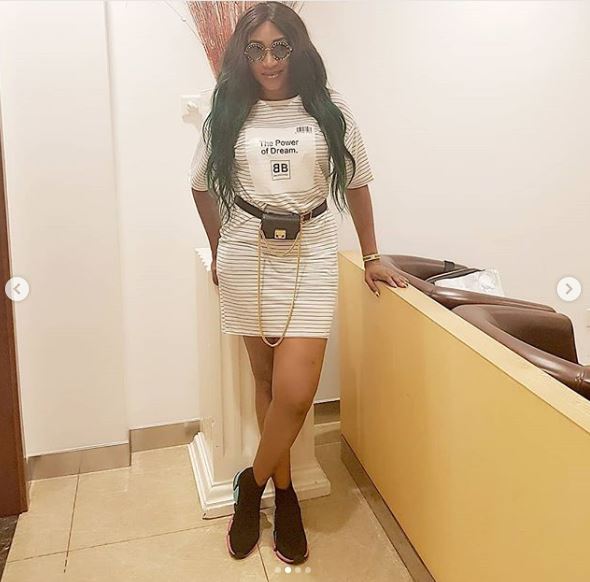 Actress, Oge Okoye causes storm on social media as she flaunts her hot Legs (Photos)