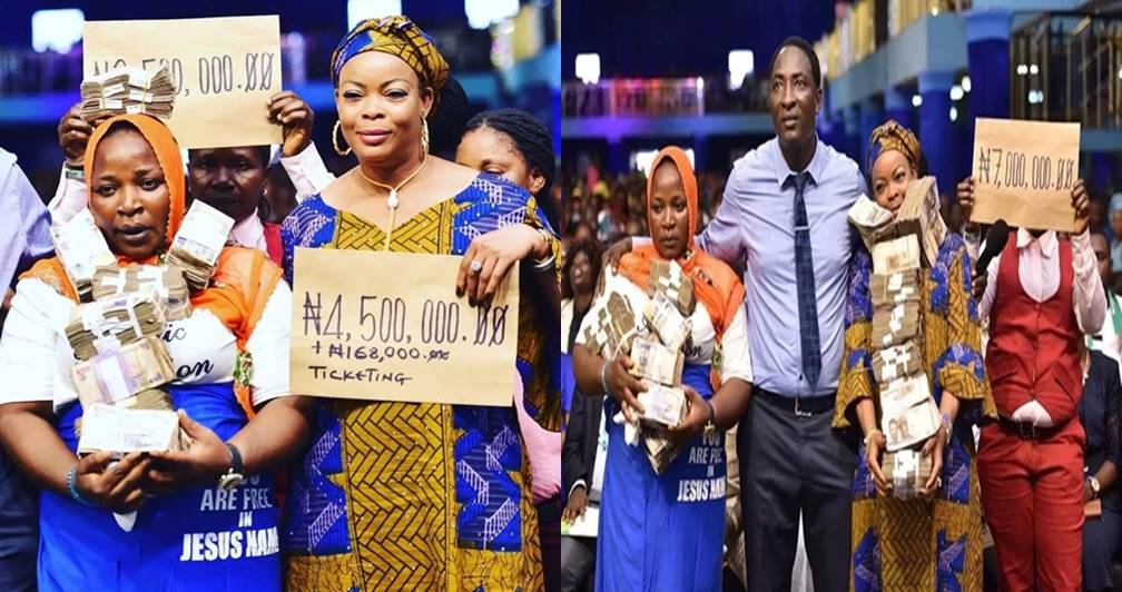 Money rains as Nigerian prophet blesses two former prostitutes with ₦7million to start life afresh (Photos)