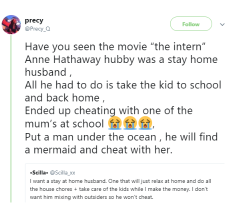 'Put a man under the ocean, he will find a mermaid and cheat with her' - Nigerian lady, says