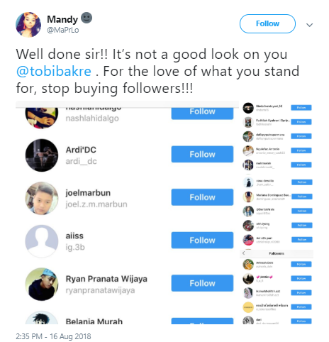 Tobi Bakre reacts to allegations that he bought fake IG followers