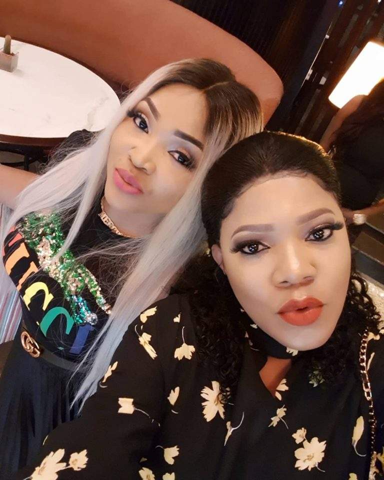 Mercy Aigbe and Toyin Abraham settle their fight at Bobrisky's pre-birthday dinner (photos)