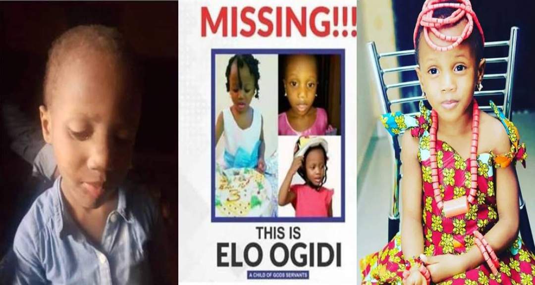 4-year-old girl Elo Ogidi who was abducted at Christ Embassy, found, almost 2 months after
