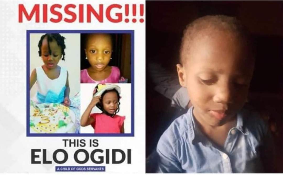 4-year-old girl Elo Ogidi who was abducted at Christ Embassy, found, almost 2 months after