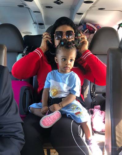 Actress Mimi Orjiekwe, her daughter and nanny fly first class as they vacation in Seychelles and Dubai (photos)