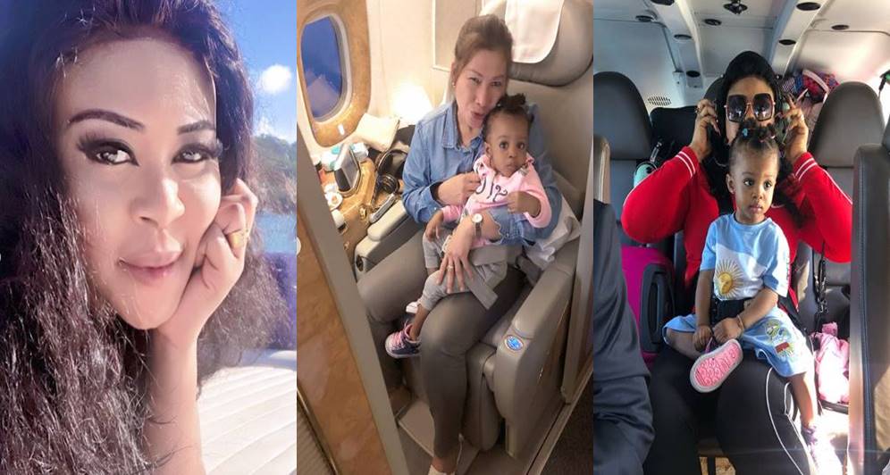 Actress Mimi Orjiekwe, her daughter and nanny fly first class as they vacation in Seychelles and Dubai (photos)