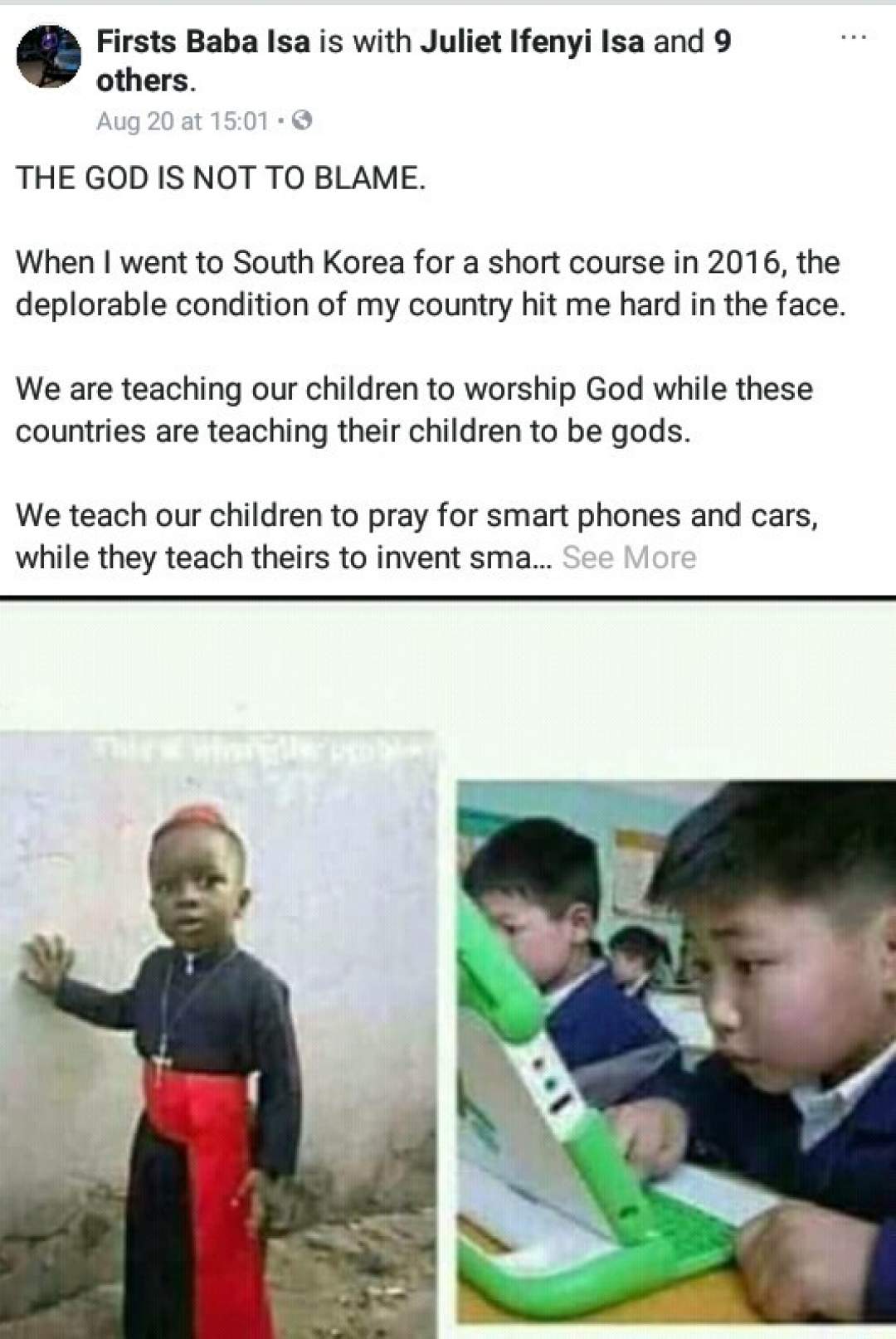 'We are teaching our children to worship God while these countries are teaching their children to be gods.' - Nigerian Lawyer writes