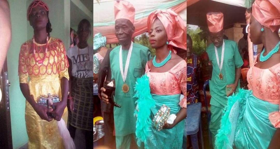 Bride looks 'unhappy' as she marries much older man in Anambra (Photos)