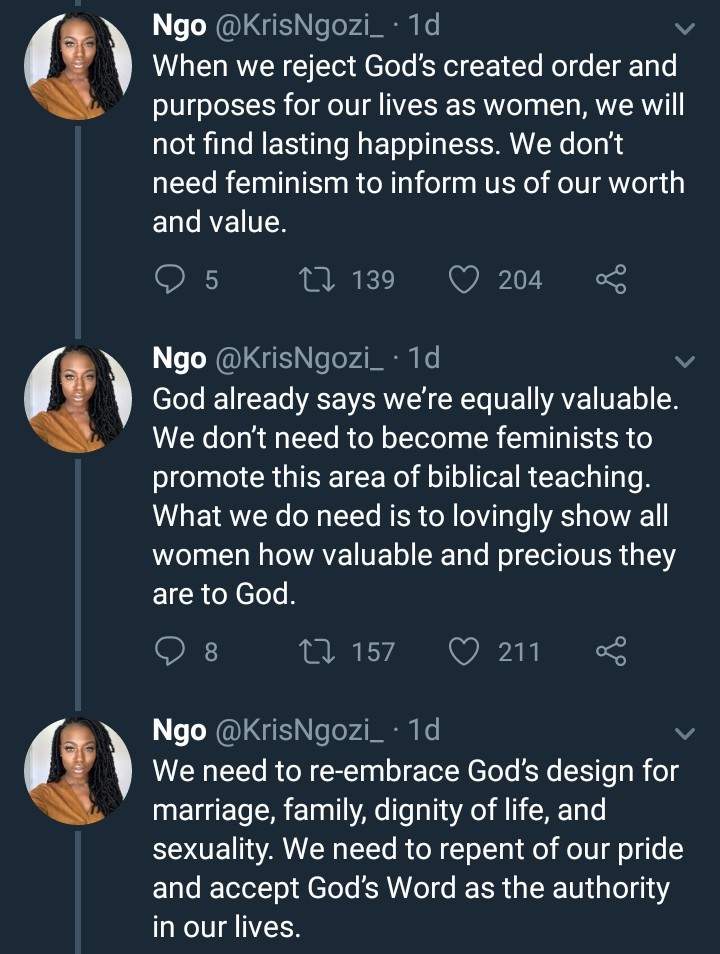 Lady writes about Feminists, God and Marriage; Says feminism has rejected God