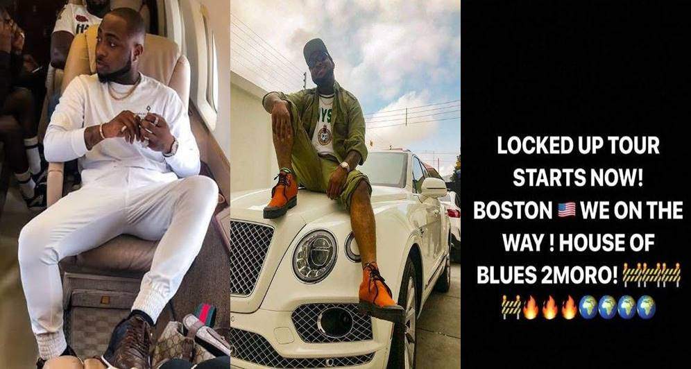 Davido heads to Boston for his US tour just days after registering for NYSC in Lagos