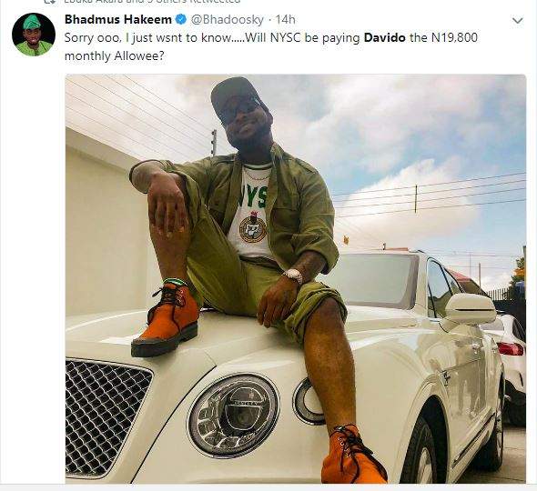 Nigerians React To Davido Going For His NYSC, Feminist Blasts Chioma For 'Dropping Out (Screenshots)