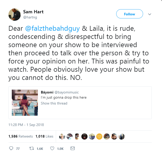Falz and Laila slammed for forcing their feminism opinion on Presidential aspirant Eunice Atuejide (Video)