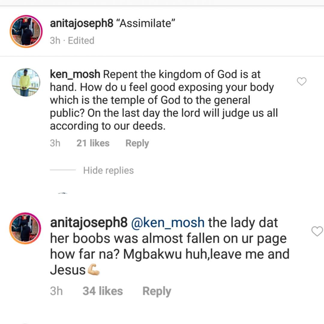 Anita Joseph fires back at man who critisized her risque photo