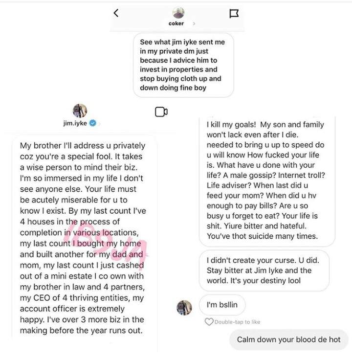 Jim Iyke highlights his achievements in a DM chat with a 'Special Fool'