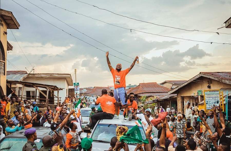 Davido Gets Mobbed By Crowd As He Campaigns For His Uncle, Ademola Adeleke In Osun (Photos+Video)