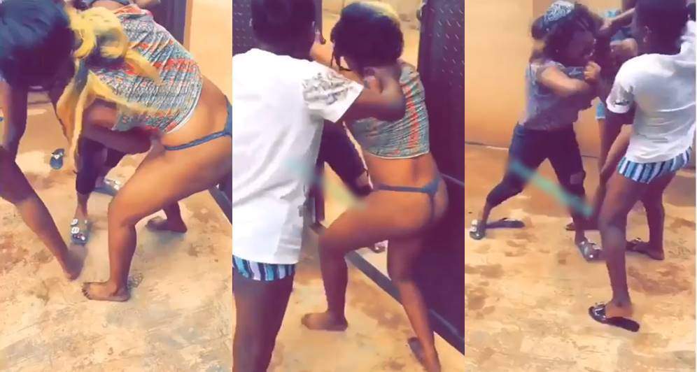University students seen fighting over a Yahoo boy they're both dating (Video)