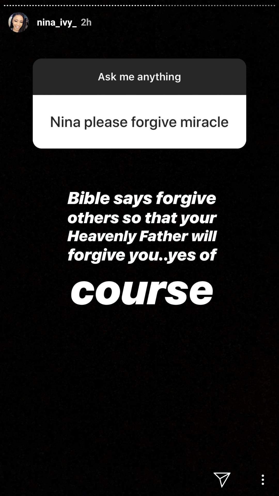 Nina reveals where Miracle stands in her life