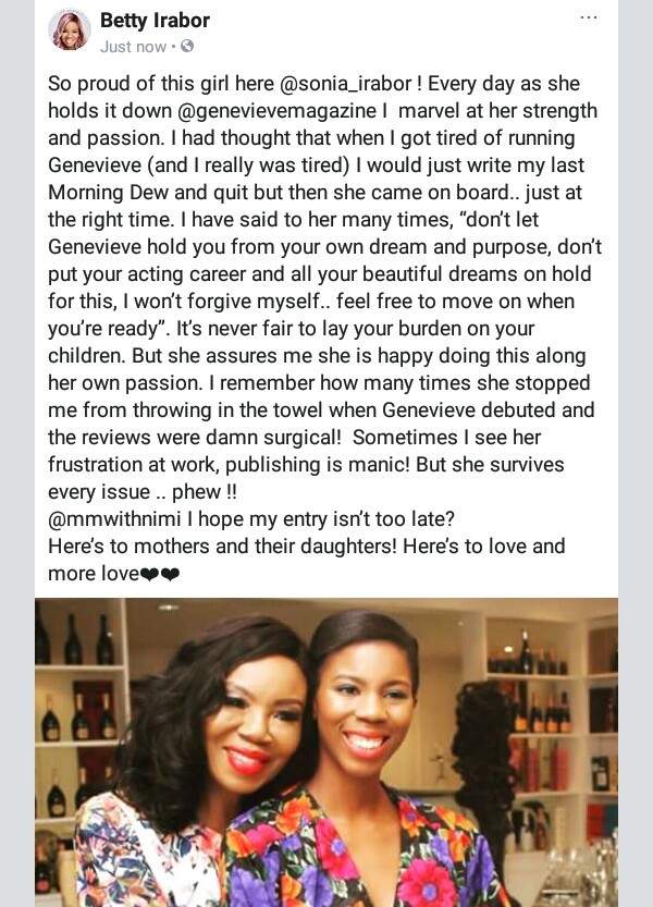 Betty Irabor eulogizes daughter for rescuing Genevieve magazine
