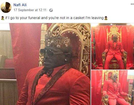 Dead Man Spotted Sitting On A Throne Like A King At His Own Funeral (Photos)