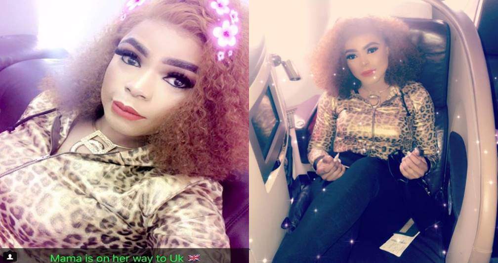 'Mama is on her way to UK' - Bobrisky says, as he flies first class to meet his fans (Photos)