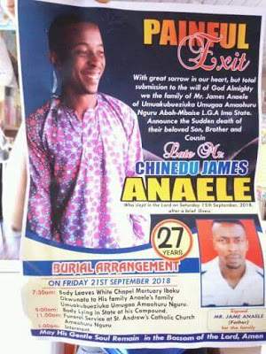 Student of Federal Polytechnic Nekede allegedly poisoned to death (Photos)
