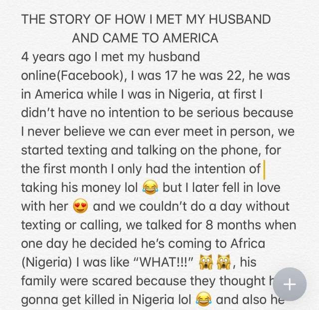 Nigerian Woman Narrates How She Intended to Scam An American On Facebook But Got Married To Him(Photos)