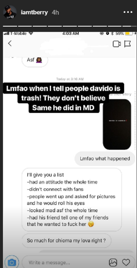 US based Nigerian photographer outs Davido for wanting to sleep with his friend