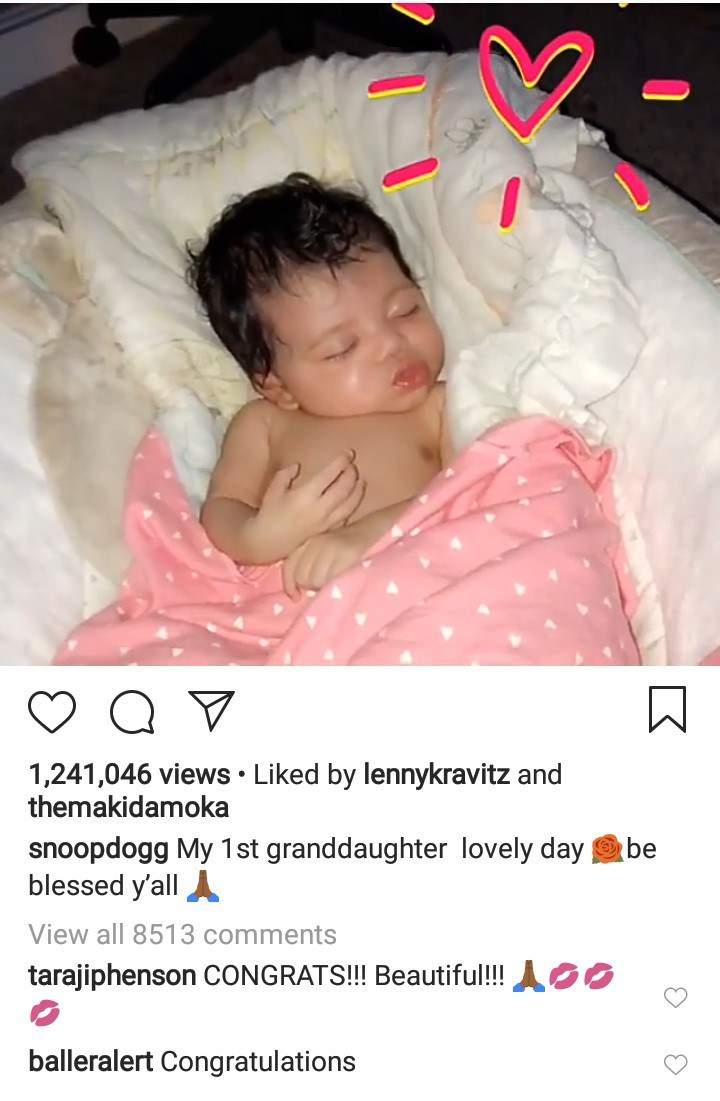 Snoop Dogg welcomes his first granddaughter at 46