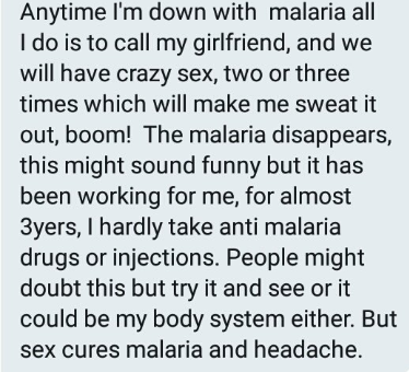 Doctor reacts to claim by social media user that sex cures his malaria