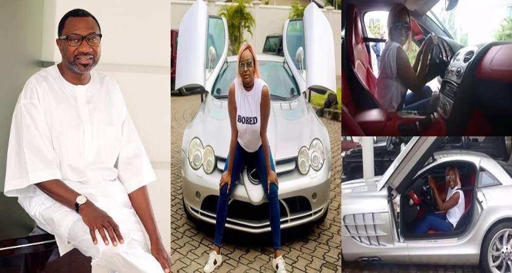 Femi Otedola reacts after his daughter took his N250 million car for a spin (video)