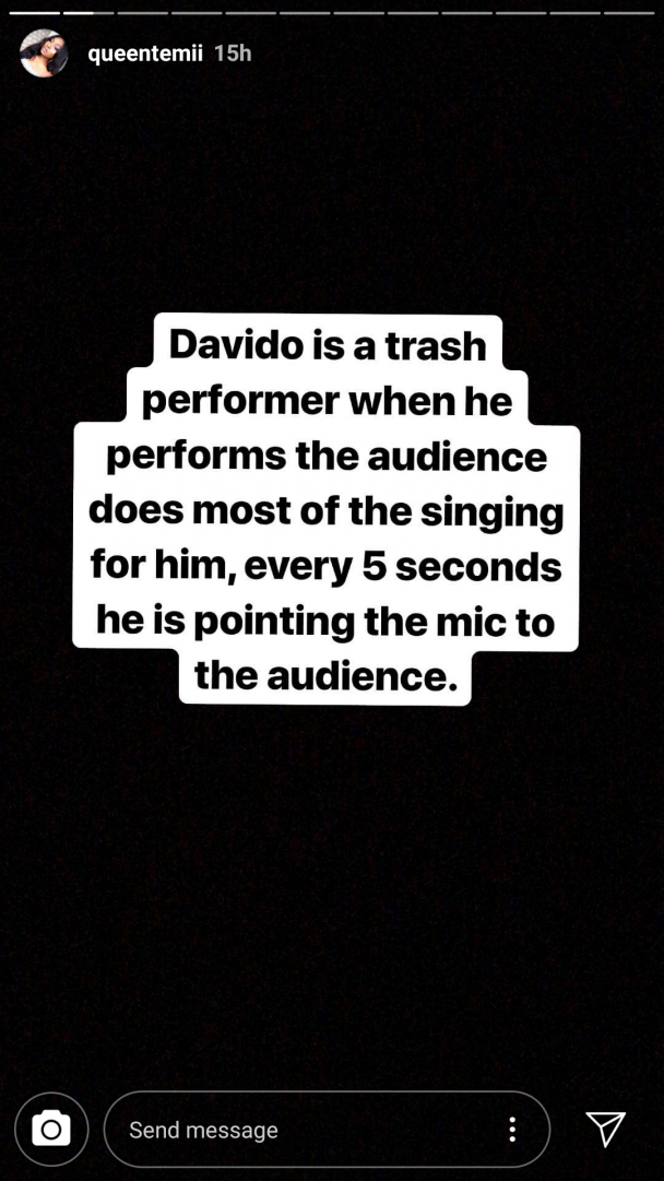 Davido is trash - Lady calls him out, says he cheats on Chioma