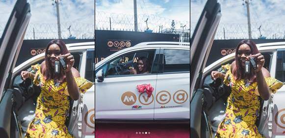 Bisola Finally Receives Her 'Trail Blazing' SUV from AMVCA (photos)