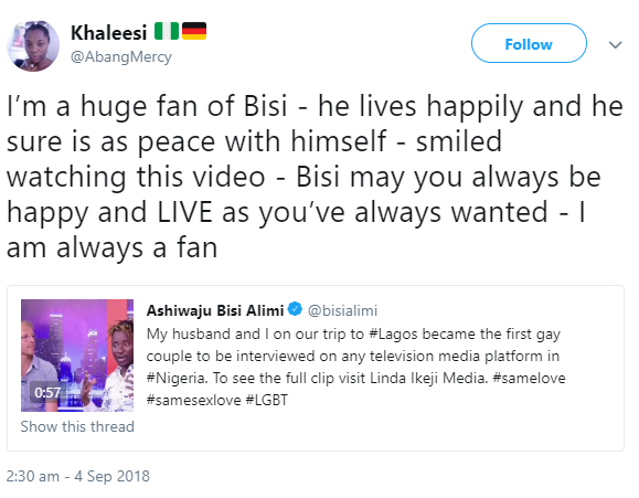 Social media users react to Bisi Alimi and his husband's TV interview (screenshots)