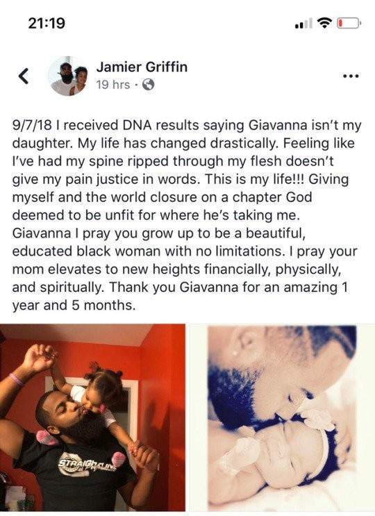 Man says a prayer after finding out he isn't the biological father of their daughter