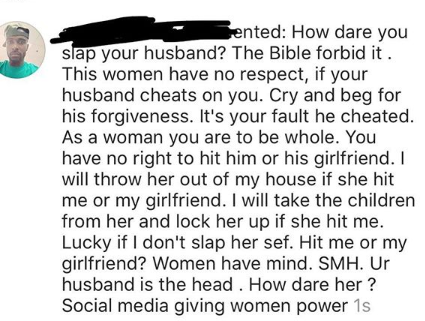 Nigerian man reveals what he would do if his wife slaps him after catching him with another woman