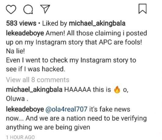 'It is fake news' Leke Adeboye denies viral post about APC