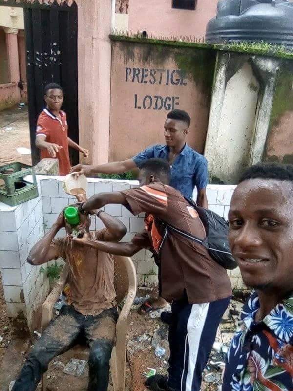 Final Year Students Drink Muddy Water To Celebrate Graduation (Photos)