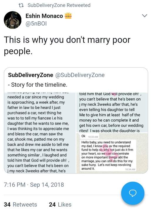 Nigerian Man Demands Car From Son-in-law Ahead Of Wedding, Fiancée Supports