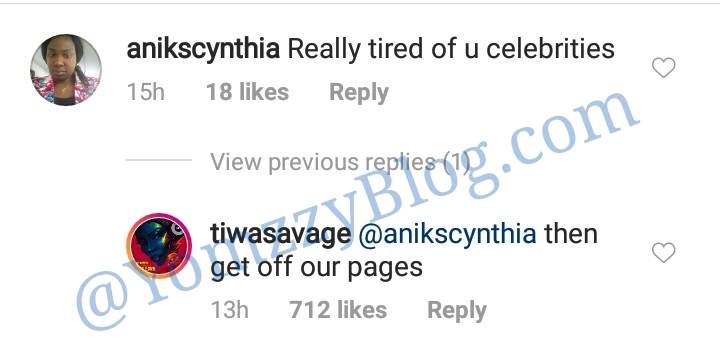 'Get Off Our Pages': Tiwa Savage Slams Lady Who Said She Is Tired Of Celebrities