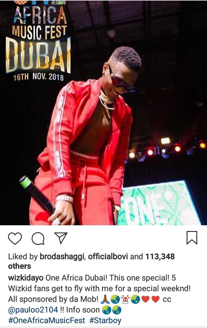 Wizkid Promises 5 Fans A Special Weekend With Him In Dubai