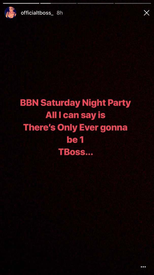Tboss rants about the #BBNaija housemates as she reacts to their first party held yesterday